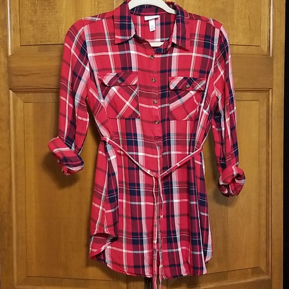 Isabel Maternity Plaid Top